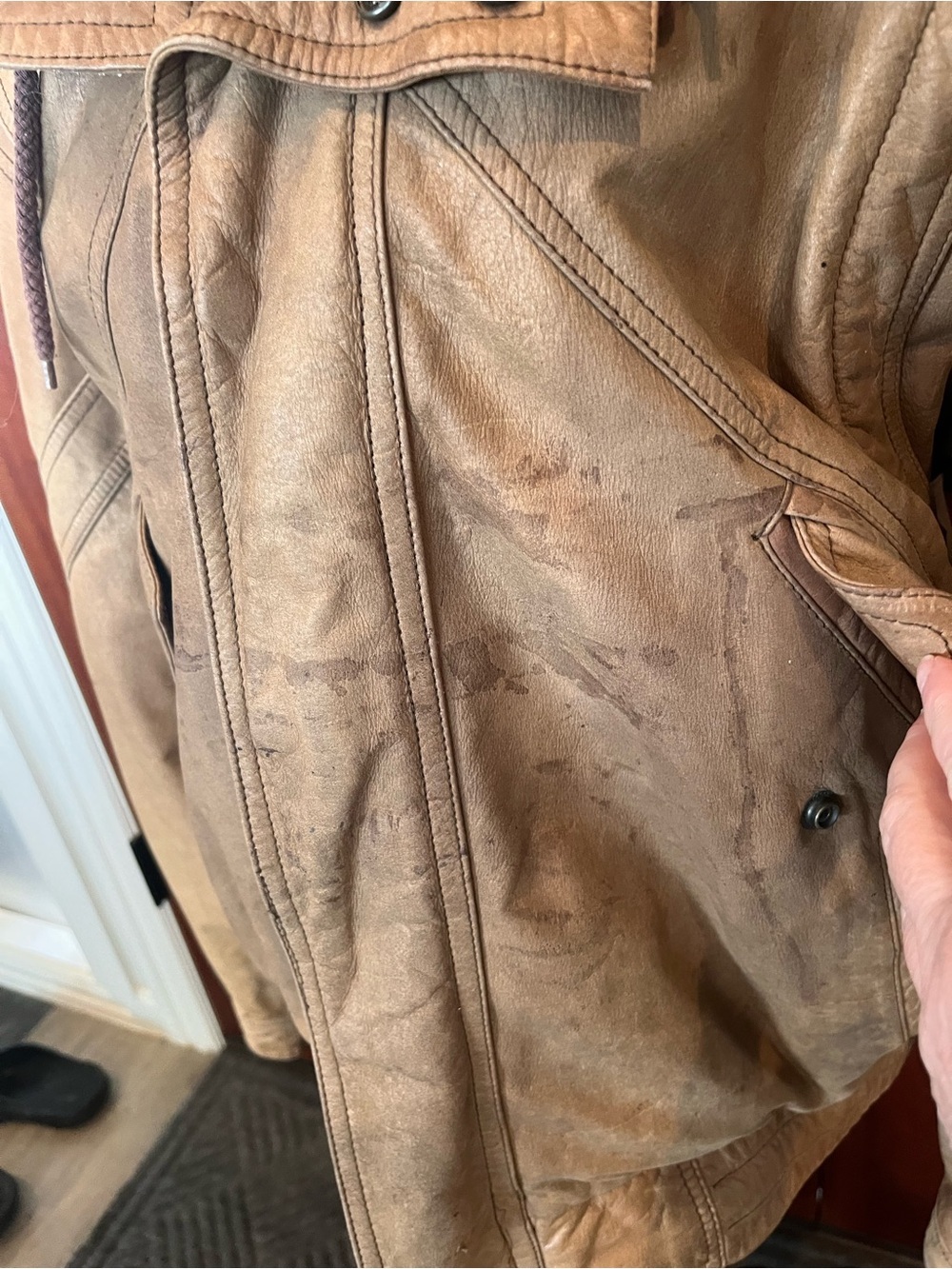Adventure Bound Distressed Leather Bomber Jacket Brown M Men Vintage - Picture 2 of 15